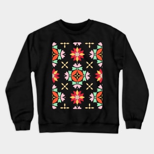 repeated pattern with colorful and illustrative flowers Crewneck Sweatshirt